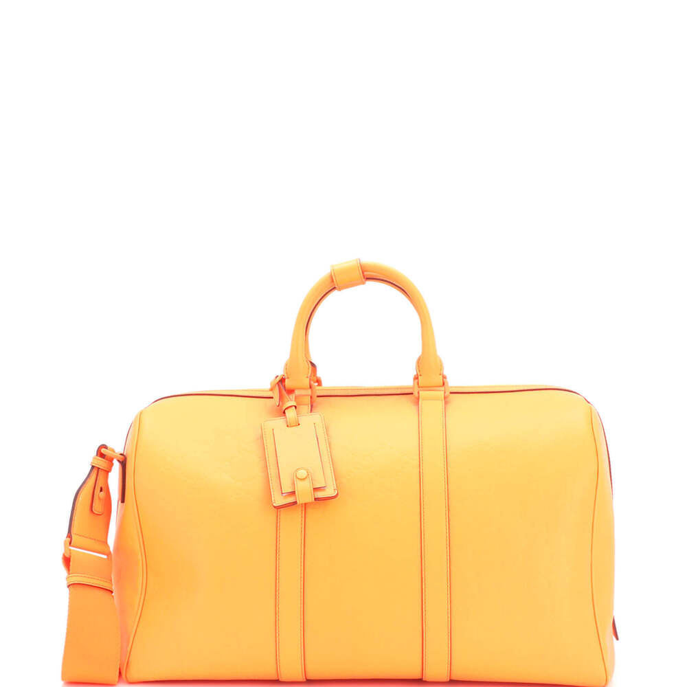 Gucci Medium Convertible Duffle Bag GG Rubber Effect Leather